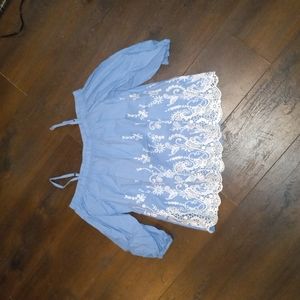 Blue off shoulder blouse